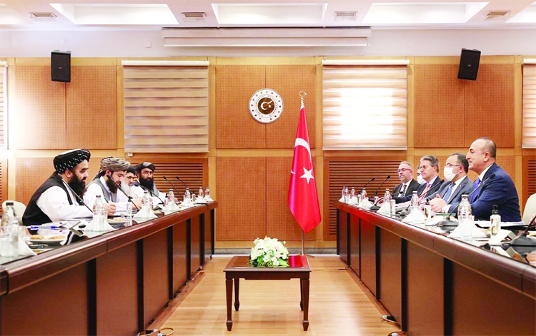 Turkish Foreign Minister Mevlut Cavusoglu on Thursday met with a senior delegation of Taliban from Afghanistan.