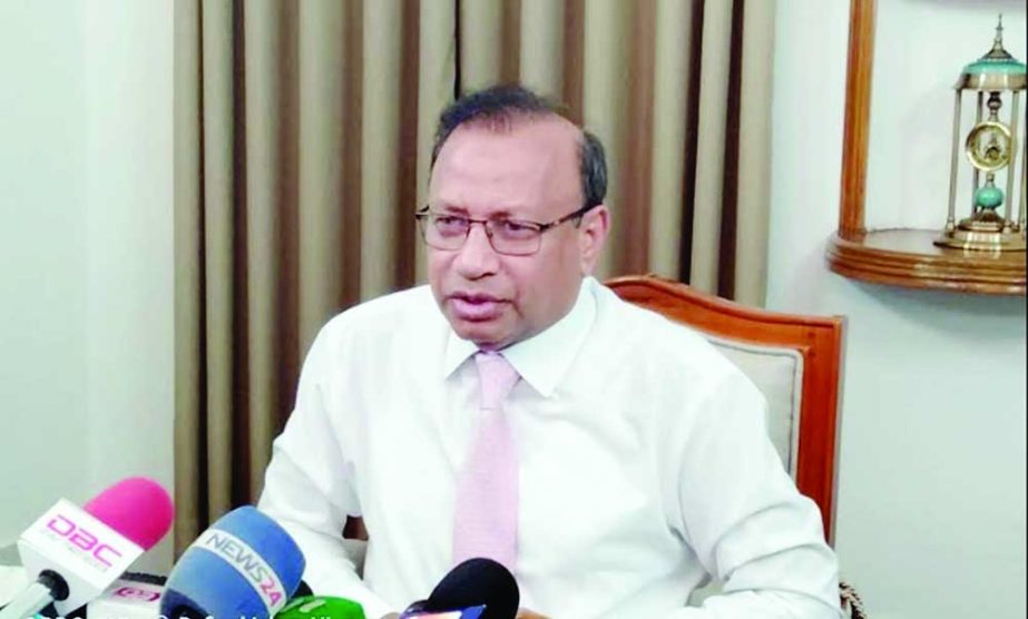 Local Government Minister Md Tajul Islam briefs to the journalists about the contemporary affairs at his official residence on Mintu Road in the capital on Friday NN photo