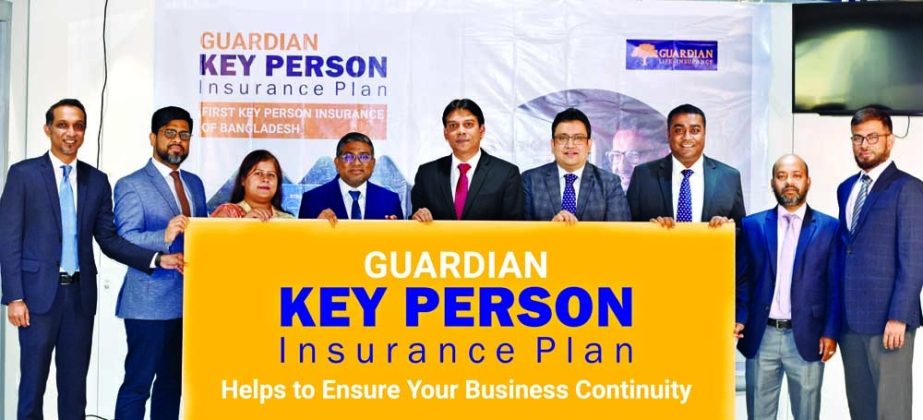 Sheikh Rakibul Karim, CEO (acting) of Guardian Life Insurance Limited (GLIL), inaugurates the "Guardian Key Person Insurance Plan" at its head office in the capital recently. Mahmudur Rahman Khan, SEVP & Head of Retail Business, Shamim Ahmed, EVP & Chie
