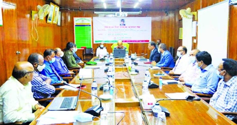 Major General Mizanur Rahman Shameem, Chairman of Ansar-VDP Unnayan Bank Limited, presiding over a discussion meeting marking the Sheikh Russel Day-2021at the banks head office in the capital on Monday. Md Mosaddake-Ul-Alam, Managing Director and other se