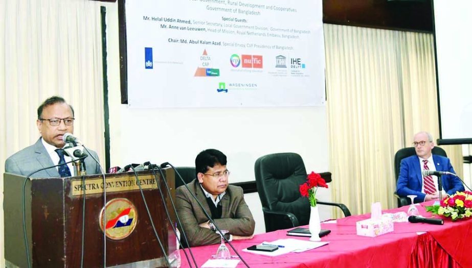 Local Government Minister Tajul Islam speaks at a workshop on 'Involvement of Local Government Institutions for Implementation Delta Plan' at Spectra Convention Center in the city on Wednesday. NN photo