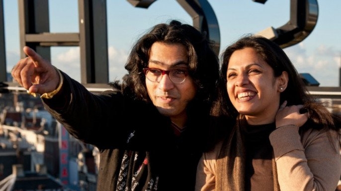 Director of Day After Kamar Ahmed Simon along with his wife Sara Afreen, also producer of the documentary, at a photo session