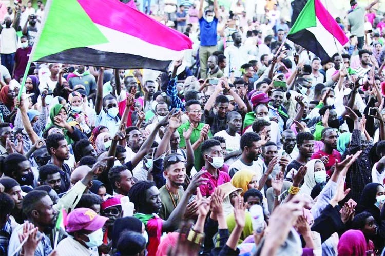 People of Sudan roaring against Army Coup d'état in Sudan.