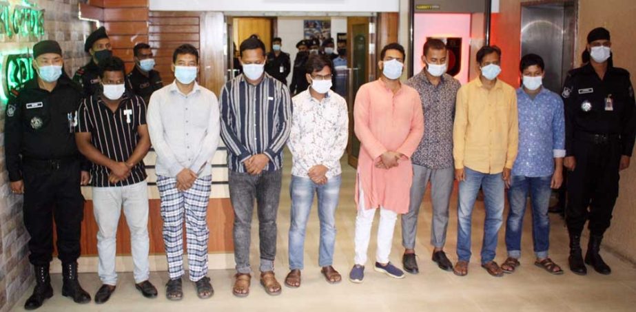 RAB detains 8 human traffickers conducting raids in different areas of the capital and Kosba & Brahmanbaria. The snap was taken from RAB Media Center in the city on Saturday. NN photo