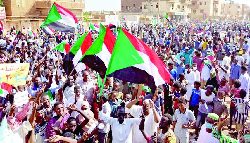 Sudanese anti-coup protesters attend a gathering in the capital Khartoum's twin city of Omdurman to express their support for the country's democratic transition which a military takeover and deadly crackdown derailed. Agency photo
