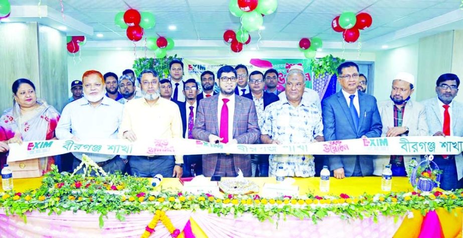 Dr. Mohammed Haider Ali Miah, Managing Director and CEO of Exim Bank Limited, inaugurating its 134th branch at Birganj in Dinajpur recently. Top officials of the bank and local elites were present.