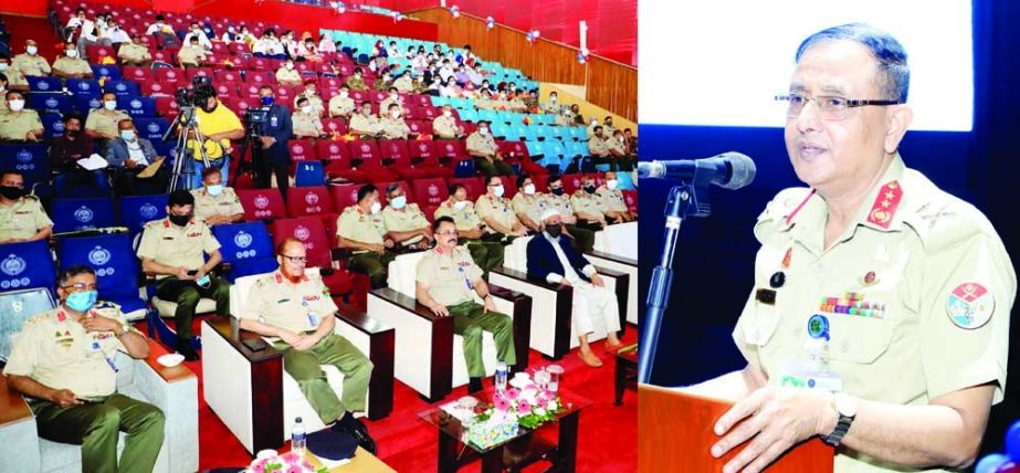 DG of Medical Services Major General Mahbubur Rahman speaks at a symposium marking World Diabetes Day organised by Endocrinology Department of CMH in AFMI auditorium of Dhaka Cantonment on Monday. ISPR photo