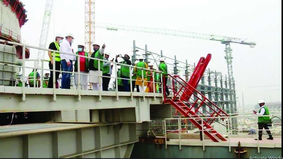 ISHWARDI (Pabna): Prof. AFM Ruhul Haque MP, Chairman of the Parliamentary Standing Committee on Science and Technology, inspected the Rooppur Nuclear Power Plant Project at Rooppur under Paksey union in Ishwardi upazila on Saturday. NN photo