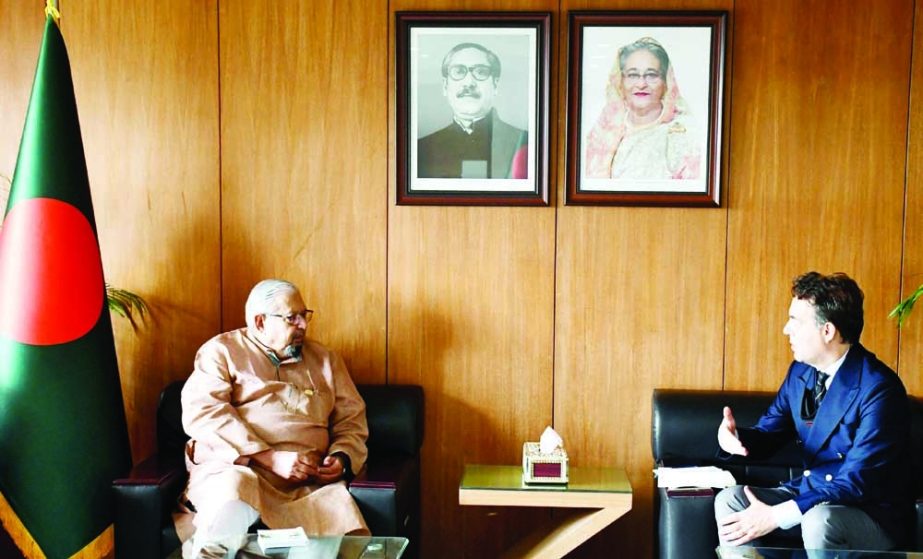 Italian envoy to Bangladesh Enrico Nunziata calls on Expatriate Welfare and Overseas Minister Imran Ahmed at the latter's office of the ministry on Tuesday. NN photo