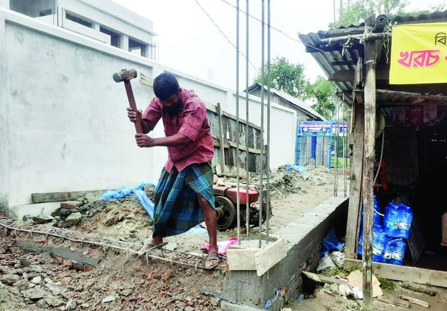 INDURKANI (Pirajpur): Illegal land grabbing is going on in the Indurkani Upazila by breaking constructions in the name of mandir building. This picture was taken on Tuesday. NN photo