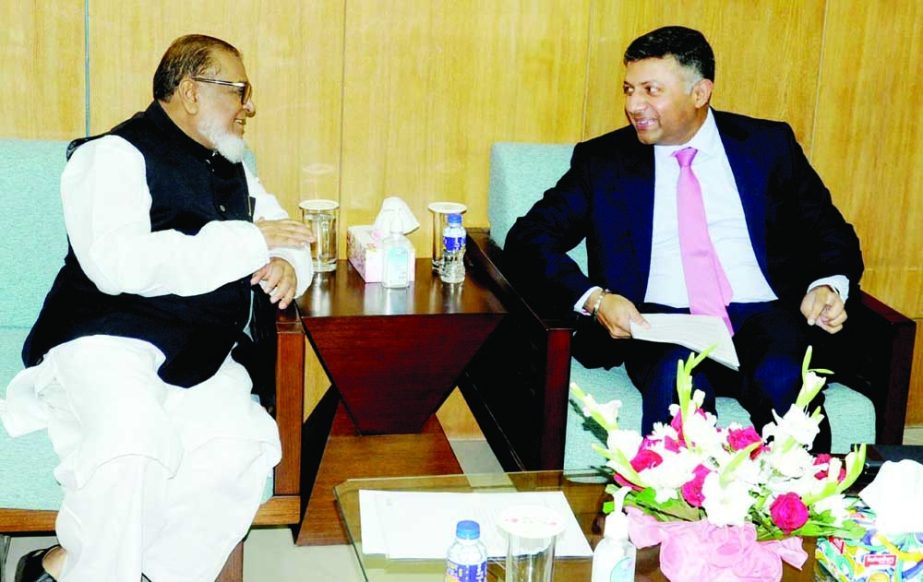 Indian High Commissioner to Bangladesh Vikram Kumar Doraiswami calls on Liberation War Affairs Minister AKM Mozammel Haque at the latter's office of the ministry on Wednesday. NN photo