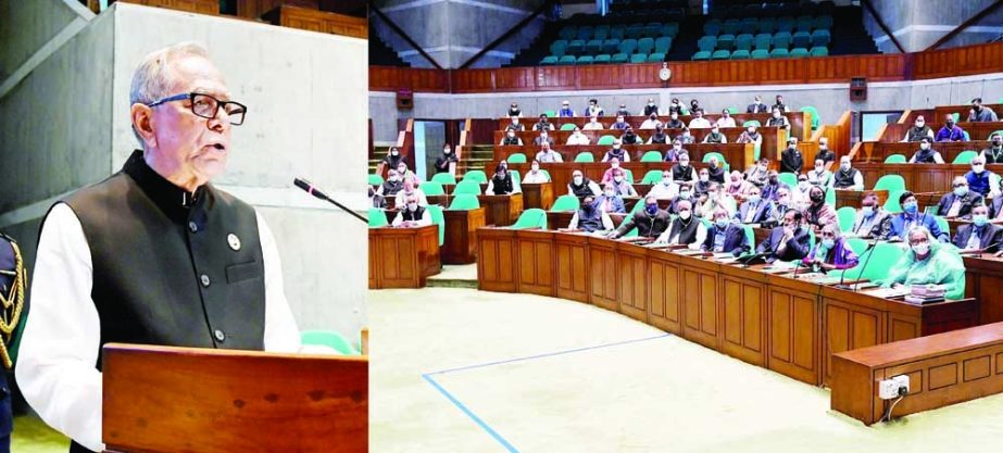 President Abdul Hamid delivers speech at the 15th session of the eleventh Jatiya Sangsad on Wednesday marking the golden jubilee of the Independence. PID photo