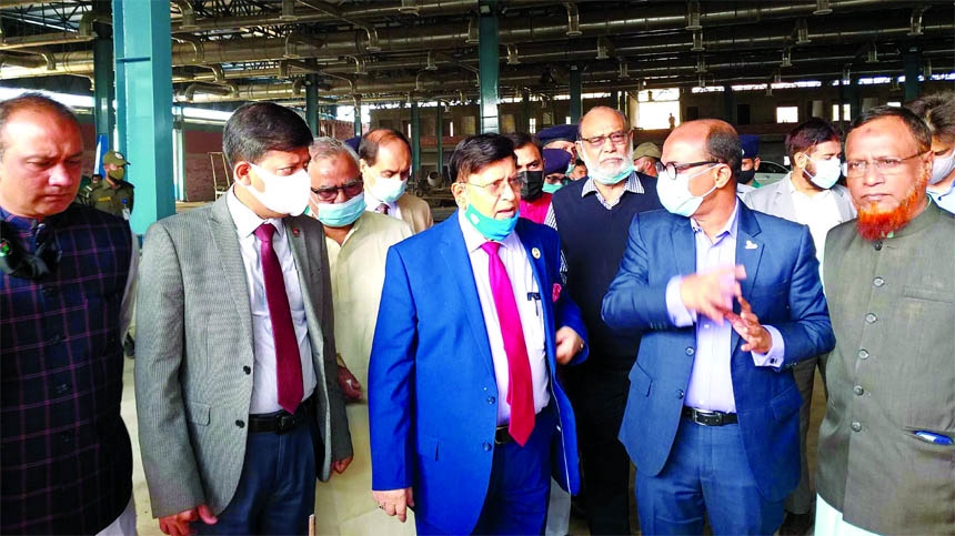 Foreign Minister Dr. AK Abdul Momen visits under construction Export Cargo Complex of Osmani International Airport in Sylhet on Friday.