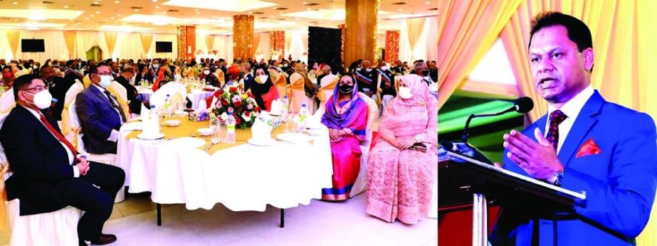 Chief of Army Staff and chief patron of RAOWA Club General SM Shafiuddin Ahmed delivers speech at RAOWA Club in the capital on Saturday marking 9th Veterans Day-2021. ISPR photo