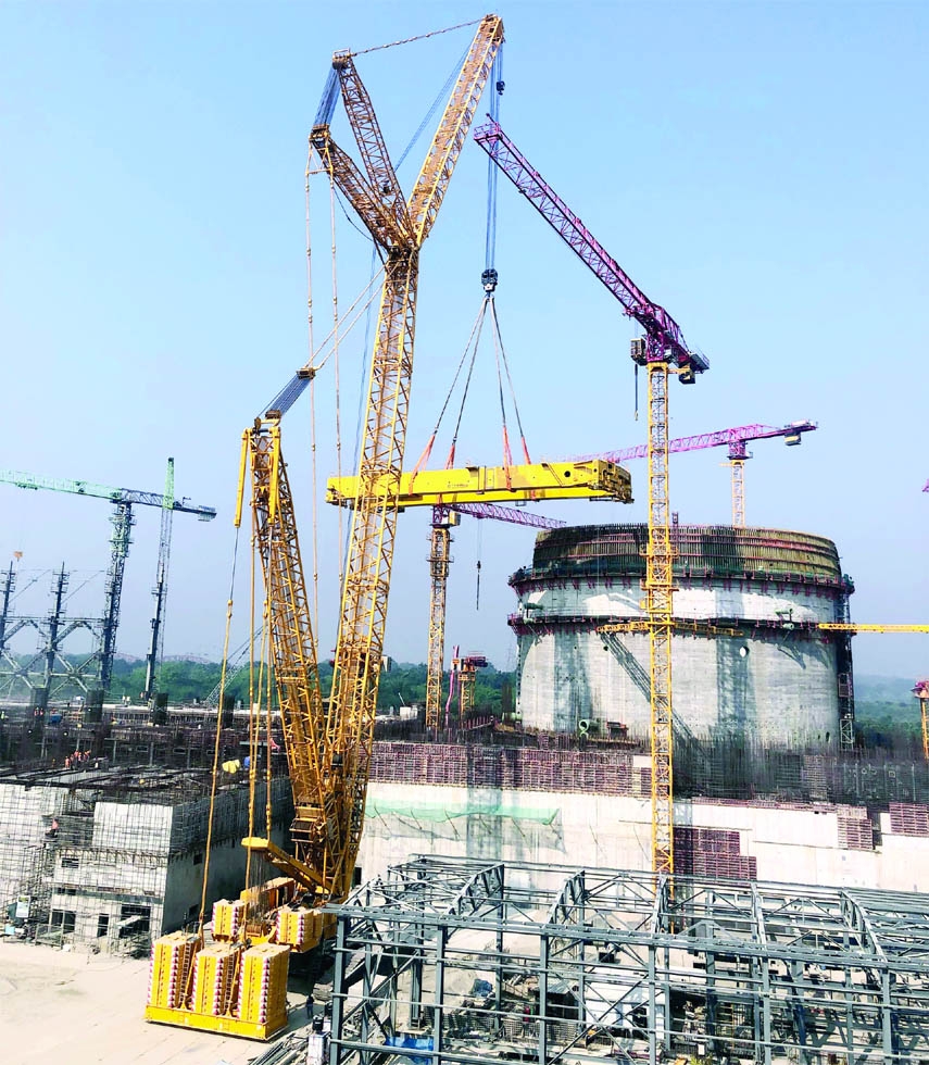 ISHWARDI (Pabna) : A view of the Polar Crane Bridge that has been established in the Power Unit-2 of under construction Rooppur Nuclear Power Plant (NPP) at Ishwardi Upazila in Pabna. The picture was taken on Wednesday.