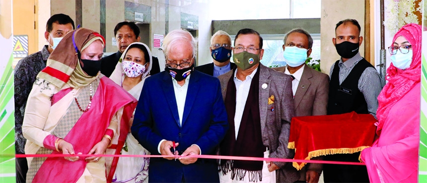 Emeritus Professor Dr.Sirajul Islam Chowdhury inaugurates RAOWA Book Fair-2021 cutting ribbon at the RAOWA Club in the city on Friday.