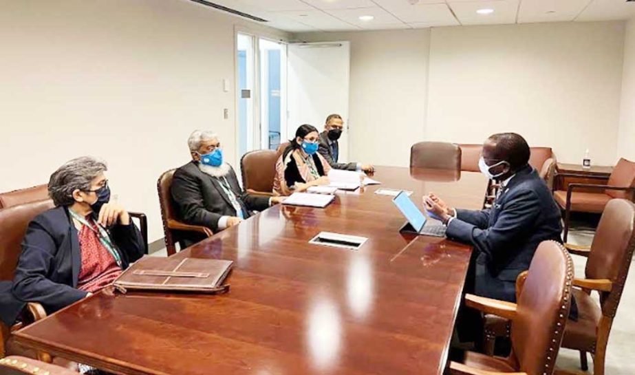 Cabinet Secretary Khondkar Anwarul Islam calls on President of Economic and Social Council of UN Colen Kilapile in New York on Saturday. PID photo