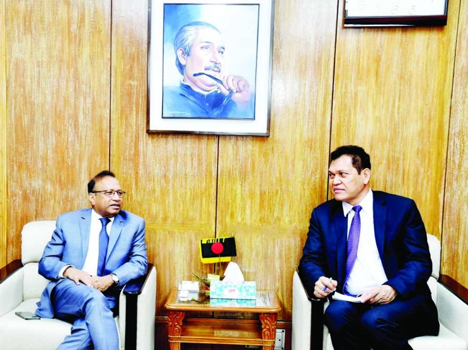 Country Director of Asian Development Bank Edimon Ginting calls on Local Government Minister Tajul Islam at the latter's office of the ministry on Tuesday. NN photo