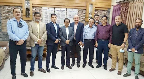 Photo shows Chittagong Customs House Commissioner Fakhrul Alam in a view exchanging meeting with a delegation led by Syed Nazrul Islam, first vice-president of BGMEA on Tuesday.