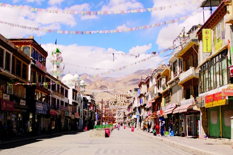 A view of a market in Ladakh's main city of Leh.