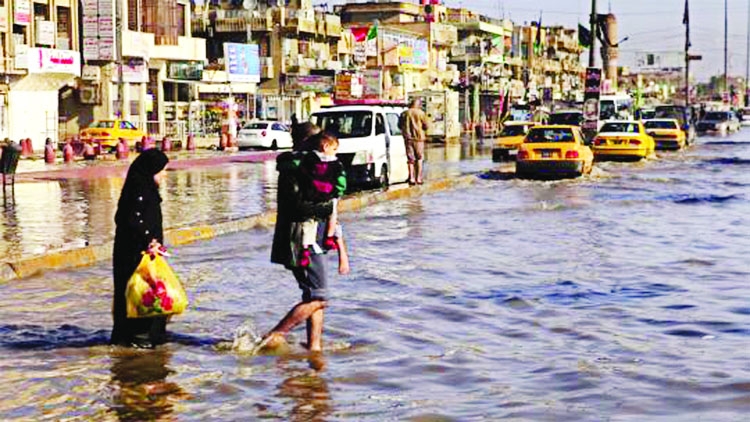 Torrential rains submerge Arbil, capital of the autonomous Kurdistan region.