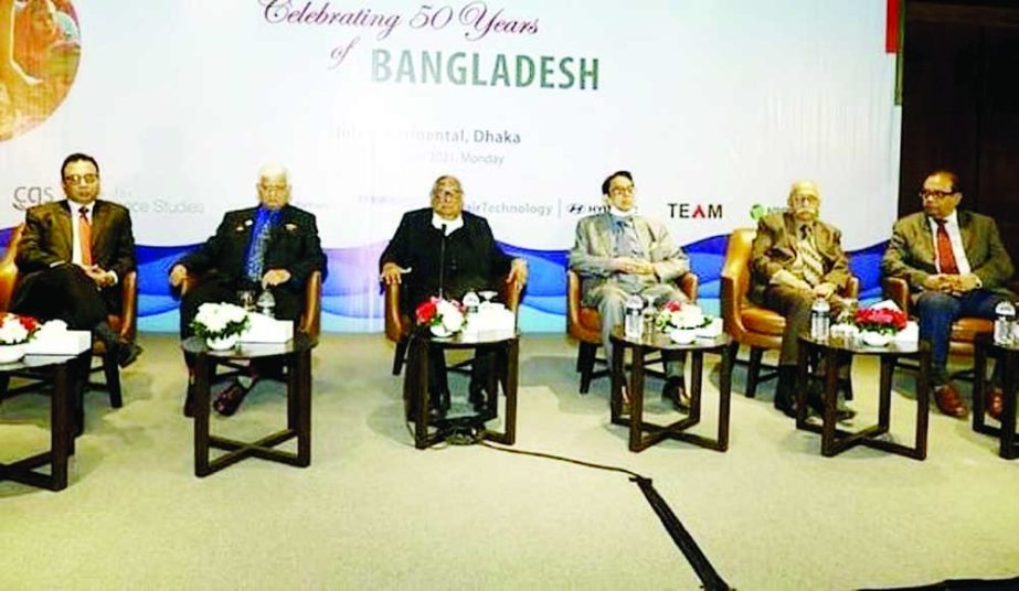 Former Adviser to the Caretaker Government Akbar Ali Khan, among others, at a discussion marking the golden jubilee of the Independence organised by Center for Governance Studies at a hotel in the city on Monday. NN photo