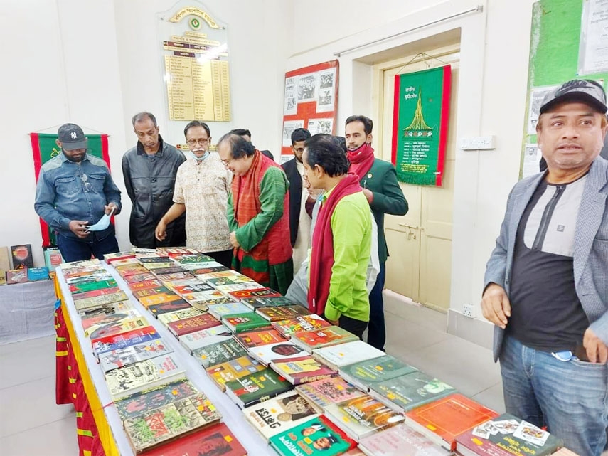 Dr Sadequl Arefin, vice chancellor of Barishal University inaugurates a day long exhibition of books and documents on liberation war on the Barishal Reporters Unity premises on the Victory Day.