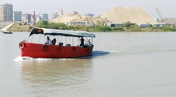 Followed by press conference, the leaders of he CRCPM visiting occupied sites of karnaphuli river by engine boat.