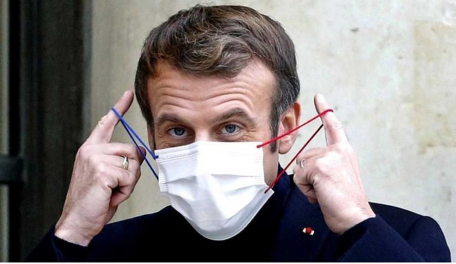 French President wearing mask to teach the French what to be done for own safety against corona. Agency photo