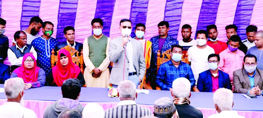 MYMENSINGH: Md Ekramul Haque Titu , Mayor of Mymensingh City Corporation (MCC) speaks at the inaugural programme of the construction work of six roads in Ward No 23 on Saturday.