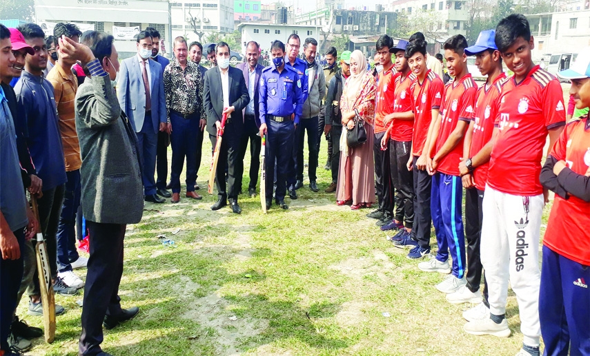 MIRZAPUR (Tangail): Md Hafizur Rahman, UNO, Mirzapur Upazila inaugurates the cricket match as part of the 50th Jatiya Winter Sports Competition for schools , colleges and madrasa students at Mirzapur Sheikh Russeal Mini- Stadium on Tuesday.