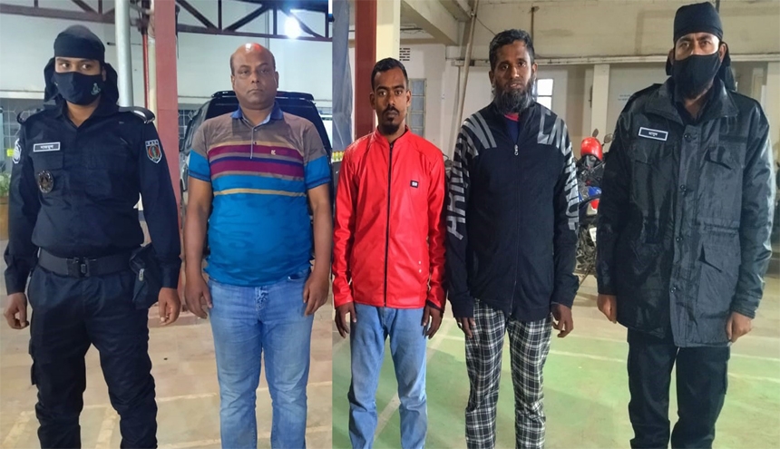 RAB-10 detains three drug peddlers with hemp and phensidyl conducting raids in the city's Jatrabari and Keraniganj areas on Friday.