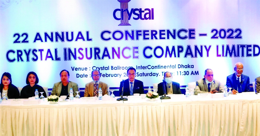 Abdullah Al Mahmud, Chairman of Crystal Insurance Company Limited, presiding over the 22nd annual conference of the company held at Intercontinental Dhaka on Sunday.