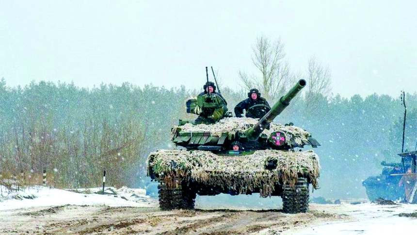 Ukrainian forces have been carrying out exercises amid concerns of a Russian invasion on Friday.