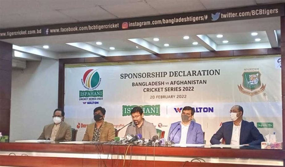 Director of the Bangladesh Cricket Board and Chairman of Media Committee of BCB Tanvir Ahmed Tito speaks at the conference in the Media Conference Room of the Sher-e-Bangla National Cricket Stadium in the city's Mirpur on Sunday. NN photo