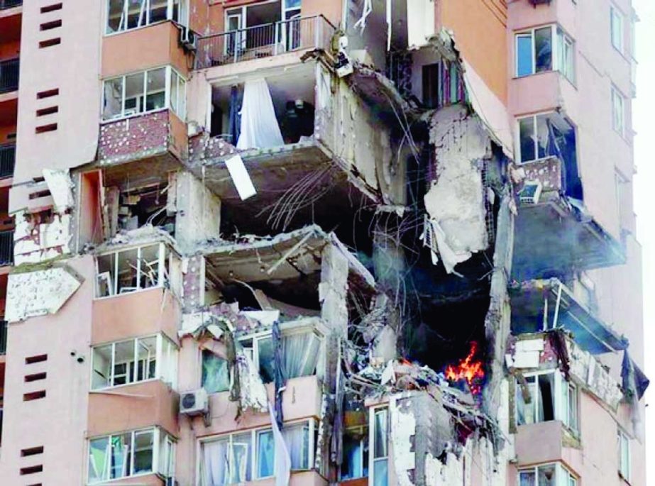 An apartment building damaged by shelling in Kyiv. Agency photo