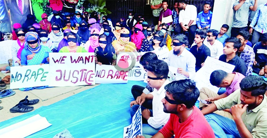 Students of Bangabandhu Sheikh Mujibur Rahman Science and Technology University in Gopalganj protest the rape and demand trial of the perpetrators.