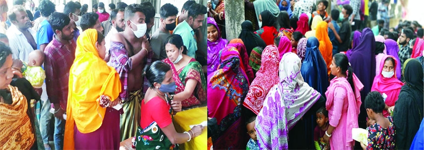 MIRZAPUR (Tangail): Thousand of women throng at School Mirzapur KS Pilot Government High School on Saturday for Covid vaccination after hearing the news of last day of vaccination.