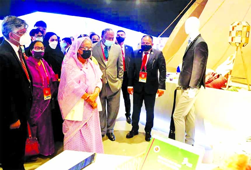 Prime Minister Sheikh Hasina visits Bangladesh Pavilion in the Dubai Expo-2020 at Dubai Exhibition Centre on Tuesday on the occasion of the International Women's Day.