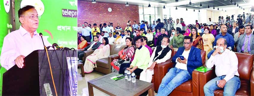 Information and Broadcasting Minister Dr. Hasan Mahmud speaks at the TRUB Media Award -2022 ceremony in the city's Dhaka Club on Saturday. NN photo