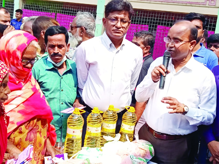 KISHOREGANJ: Mohammad Shamim Alam, DC of Kishoreganh inaugurates TCB family cards programme in Kishoreganj Town on Sunday morning.