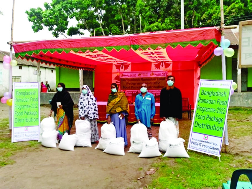 RANGPUR: Profit Foundation, a local non-government organisation distributes food items for Ramzan among poor, helpless and disadvantaged families in Kaliganj upazila of Rangpur division on Sunday.