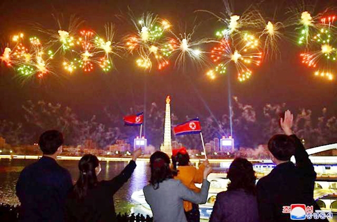 A huge public procession to celebrate the birth day of North Korea’s founding leader Kim Il Sung.