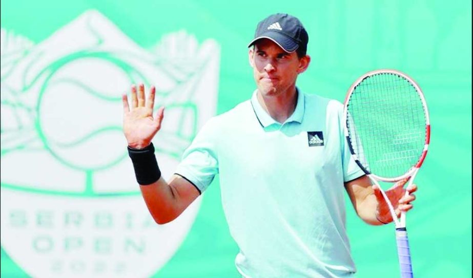 Austria's Dominic Thiem reacts during his tennis single's match against Australia's John Millman at the Serbia Tennis Open ATP 250 series tournament in Belgrade on Tuesday. Agency photo