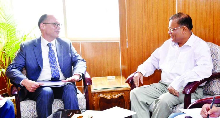 US Envoy to Bangladesh Peter D Haas calls on Infomation and Broadcasting Minister Dr. Hasan Mahmud at the latter's office of the ministry on Thursday. NN photo