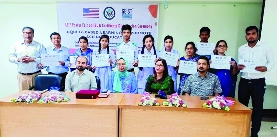 RANGPUR: Participants with guest pose after the Poster Fair and certificate awarding ceremony on 'Inquiry Based Learning to Promote Science Education' was held at RDRS. Bangladesh Auditorium recently.