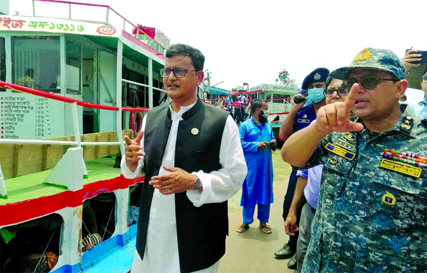 State Minister for Shipping Khalid Mahmud Chowdhury visits Shimulia Launch and Ferryghat in Munshiganj on Friday.