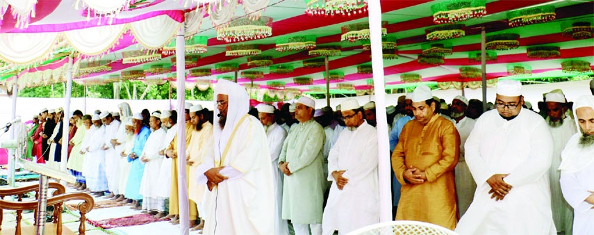 BHANDARIA (Pirojpur): Eid congregation at Purbo- Bhandaria Mia Bari Eidgah in Bhandaria Upazila on Tuesday.