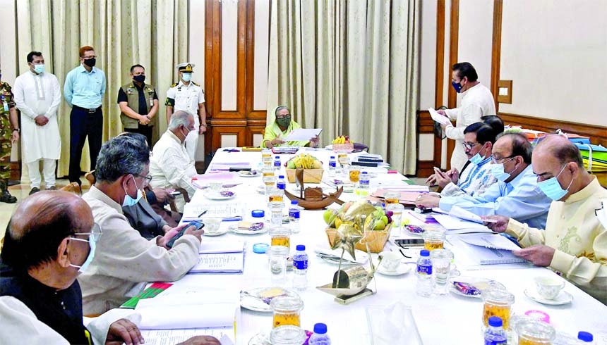 Prime Minister Sheikh Hasina presides over the meeting of AL local government people's representative selection board at Ganabhaban in the city on Friday.