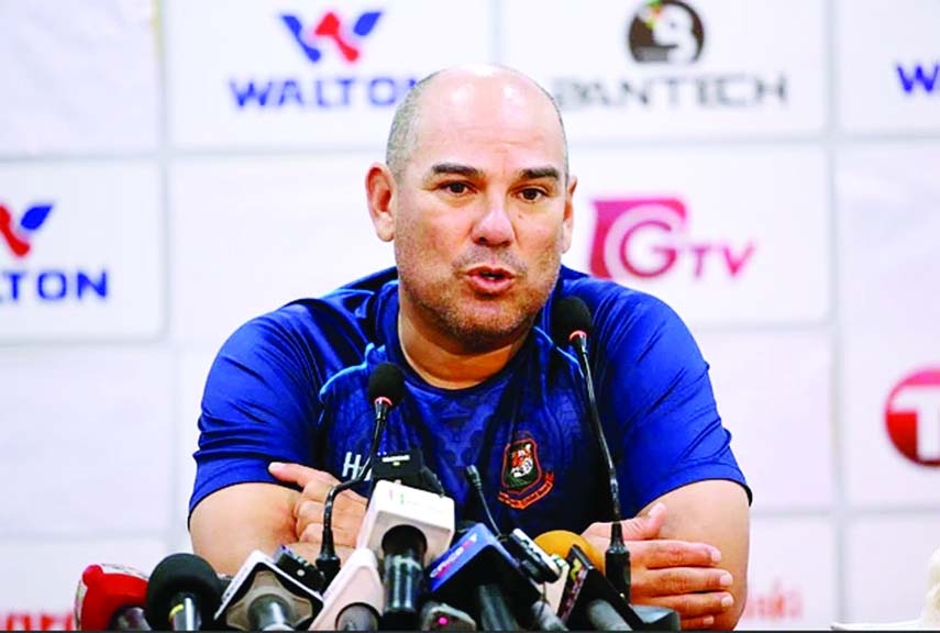 Head Coach of Bangladesh Cricket team Russell Domingo speaks at a press conference in Chattogram, the port city of the country on Friday.